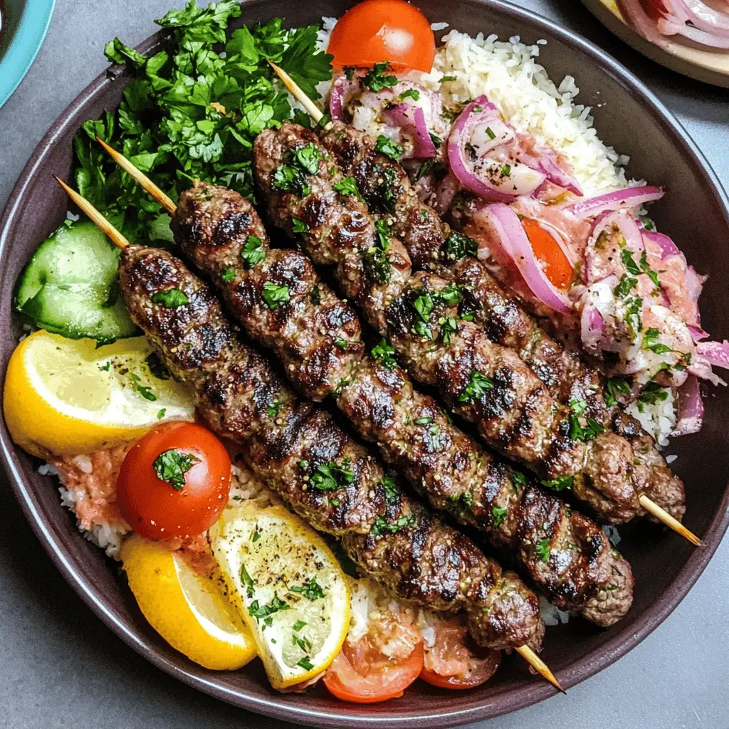 Juicy and flavorful Beef Kafta Kebabs are perfect for your next grill night! Made with tender ground beef, fresh herbs, and aromatic spices, these kebabs deliver an amazing taste that everyone will love. Great for summer barbecues or family dinners, save this recipe now to impress your guests with a delightful meal!