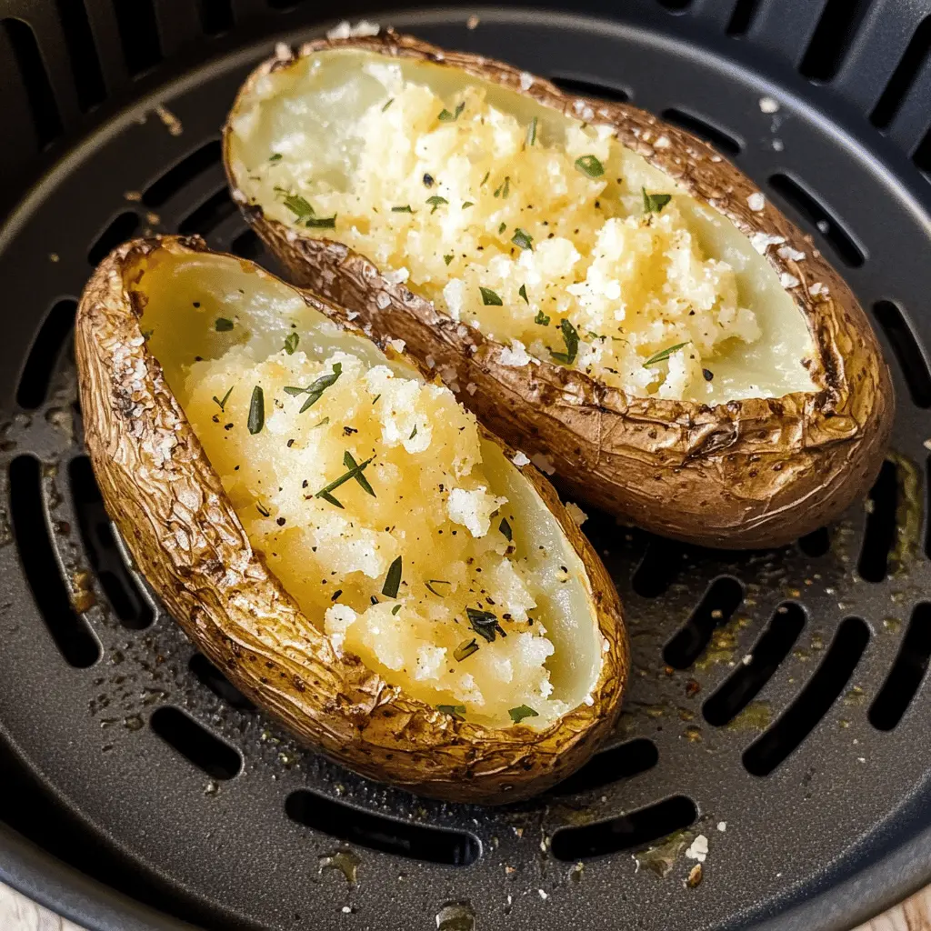 Get ready to enjoy the perfect crispy air fryer baked potato! This easy recipe gives you a fluffy interior and a golden, crunchy skin with minimal oil. Ideal as a side dish or a filling main topped with your favorite ingredients. Don't forget to save this quick and tasty recipe for your next meal!