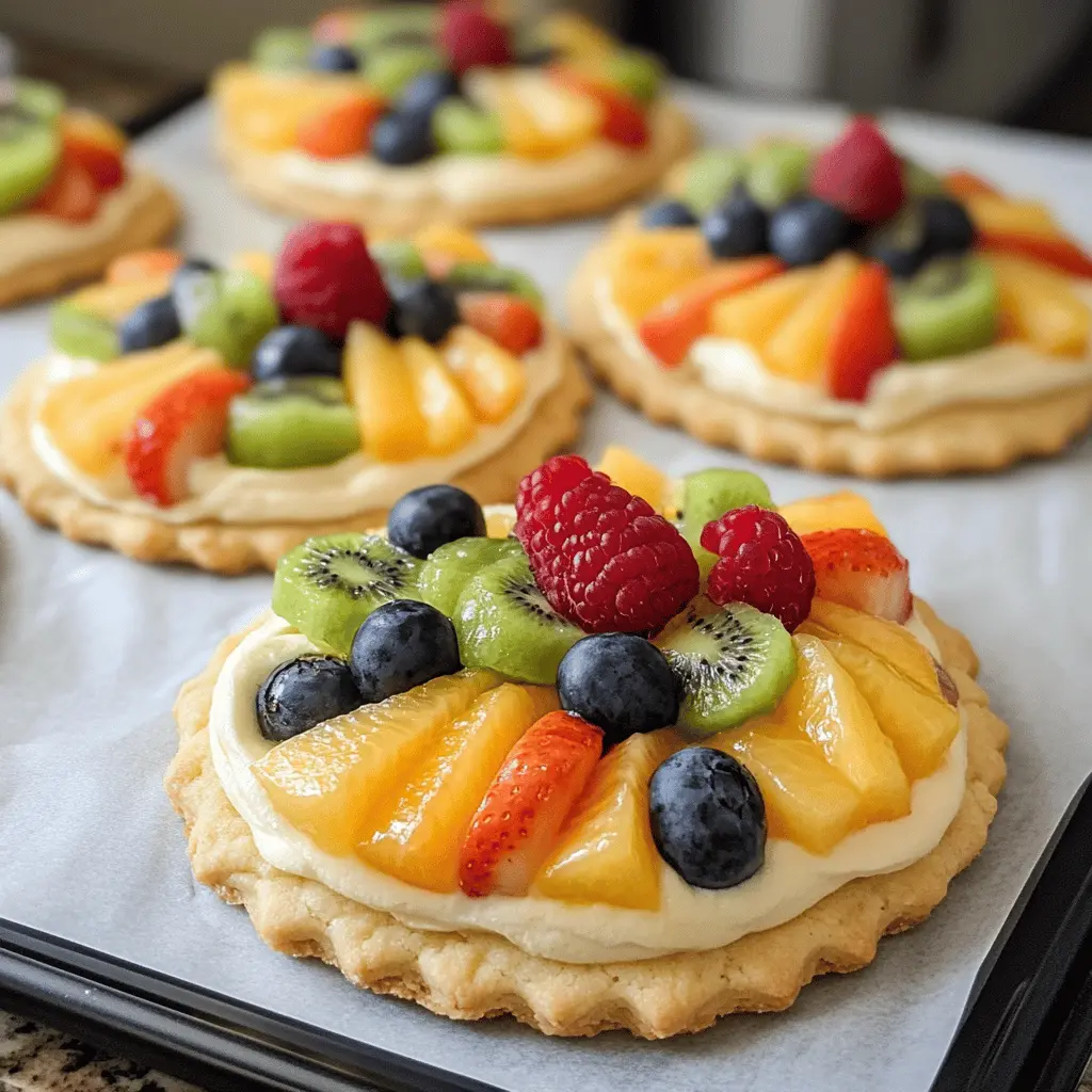 These colorful Fruit Pizza Cookies are the perfect blend of a cookie's sweetness and fresh fruit. Topped with a creamy frosting and bursting with fruity flavors, they make a delightful treat for any gathering or just a fun snack at home. Save this simple recipe for parties, picnics, or whenever you need a pick-me-up! Your taste buds will thank you!