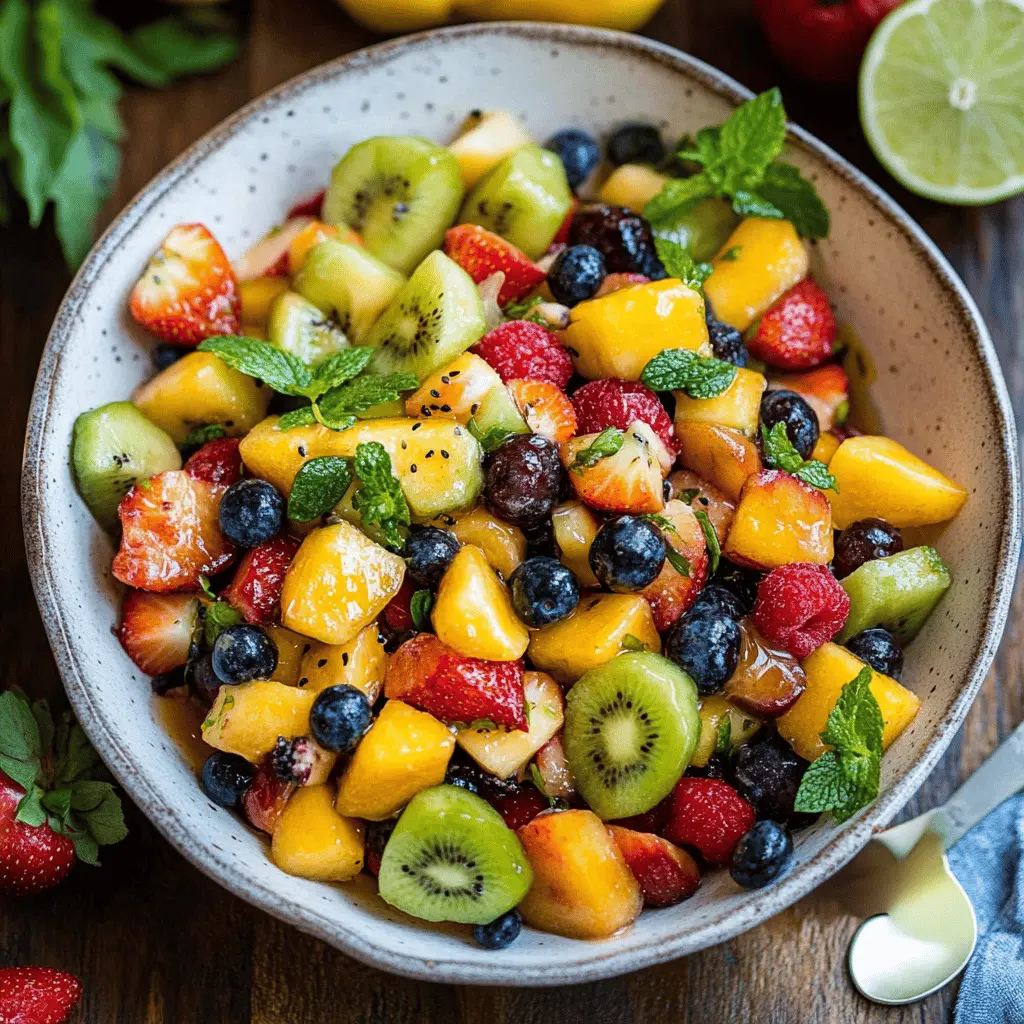 Brighten your day with this refreshing Fruit Salad topped with a zesty Honey Lime Dressing! Packed with colorful fruits like juicy strawberries, sweet mangoes, and crisp apples, this delicious and healthy treat is perfect for brunch or a summer picnic. Save this recipe to whip up a vibrant bowl of goodness that everyone will love!