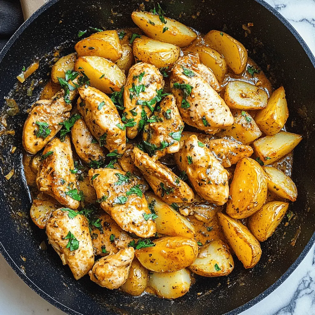 Satisfy your dinner cravings with this Garlic Butter Chicken and Potatoes Skillet! This one-pan meal features juicy chicken and tender potatoes, all cooked to perfection in rich garlic butter. Perfect for busy weeknights or family gatherings! Save this recipe for a simple yet flavorful dish that everyone will love.