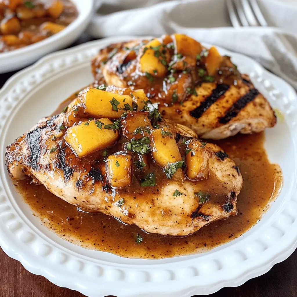 This Grilled Chicken with Peach Chipotle Sauce is a perfect blend of sweet and spicy! The juicy chicken is enhanced by a tangy peach sauce with a kick of chipotle, making it a standout dish for summer barbecues or casual dinners. Save this recipe to impress your family and friends at your next gathering! Enjoy the fabulous flavor combination!