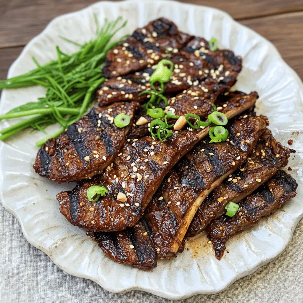 Get ready to impress your friends with these Grilled Korean Short Ribs! Marinated in a perfect blend of soy sauce, garlic, and sesame, these ribs are bursting with flavor. Easy to grill and perfect for summer cookouts or family gatherings. Save this recipe to enjoy tender, juicy short ribs any time!