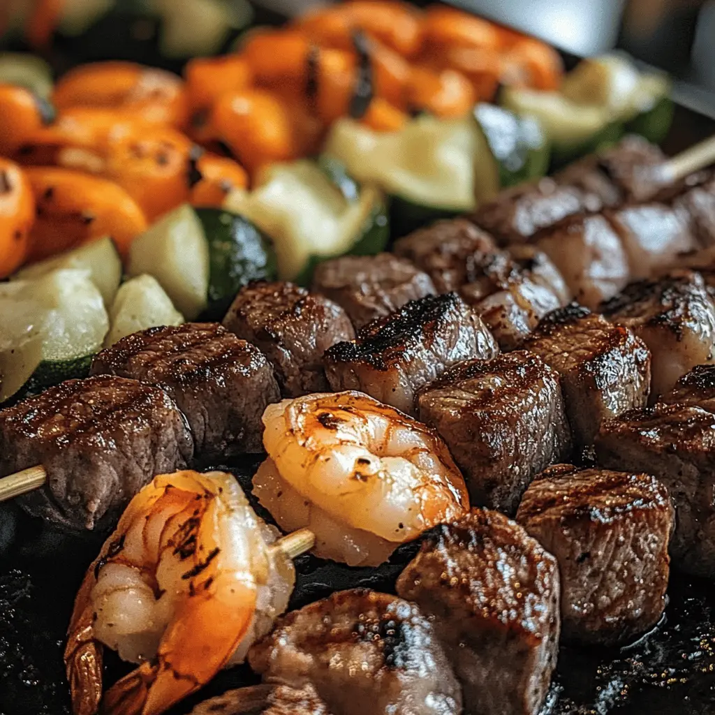 Fire up the grill for these delicious Grilled Steak and Shrimp Kabobs! Perfectly marinated steak and succulent shrimp are threaded onto skewers with colorful veggies for a fun and tasty meal. These kabobs are ideal for summer barbecues, family dinners, or meal prep. Save this recipe for your next cookout and impress your guests with these flavorful bites!
