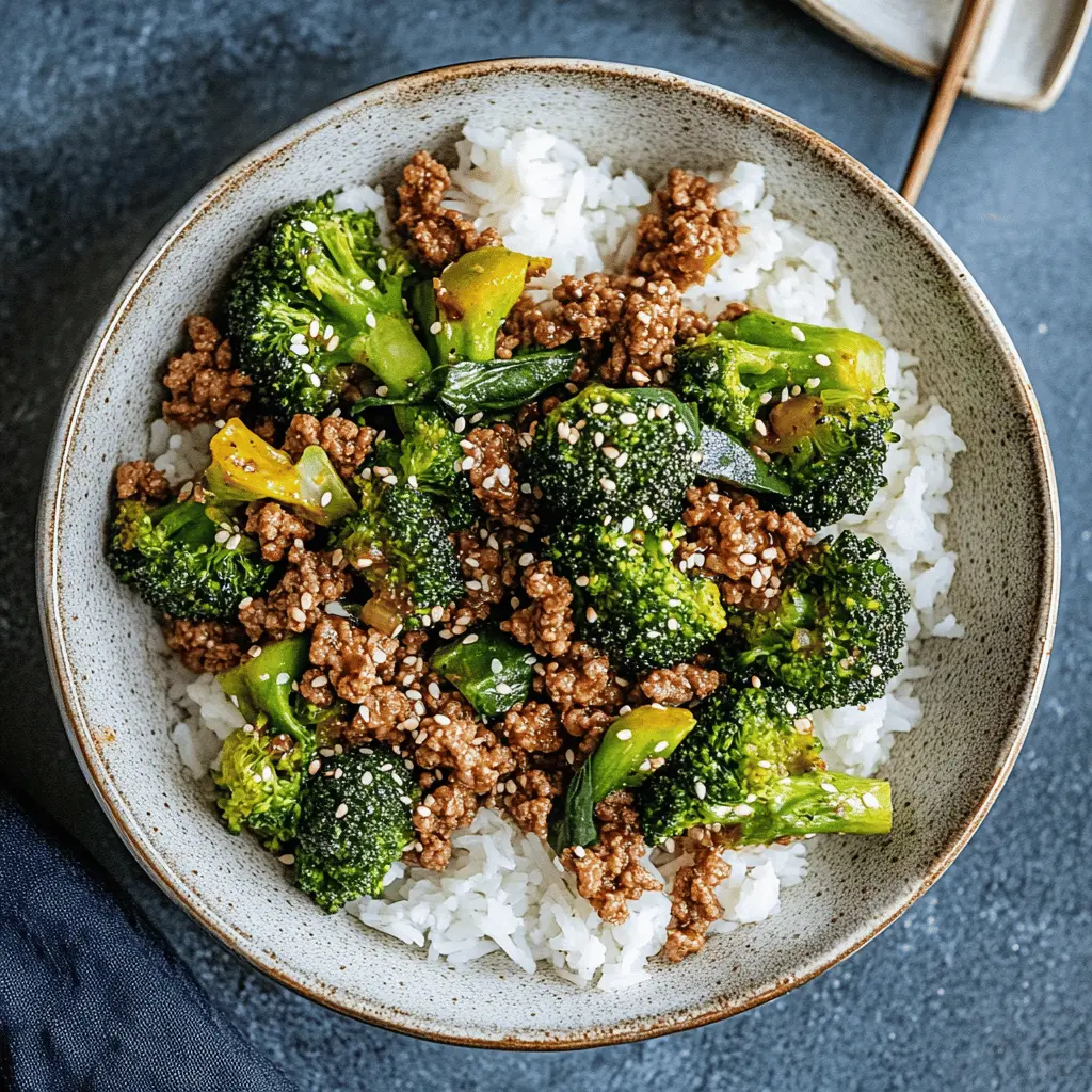Looking for a quick and tasty meal? This Ground Beef and Broccoli dish combines tender beef with vibrant broccoli in a savory sauce that's perfect for busy weeknights. Packed with protein and nutrients, it's a family favorite that everyone will love. Save this pin for an easy dinner idea that’s ready in no time! Perfect for meal prep or a speedy weeknight dinner.