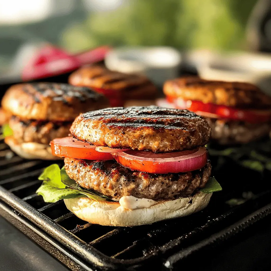 Get ready to fire up the grill for these juicy grilled turkey burgers that are sure to impress! Packed with flavorful seasonings and topped with your favorite fresh veggies, these burgers are a healthier alternative without sacrificing taste. Perfect for summer barbecues, weeknight dinners, or a fun gathering. Don't forget to save this recipe for your next cookout!