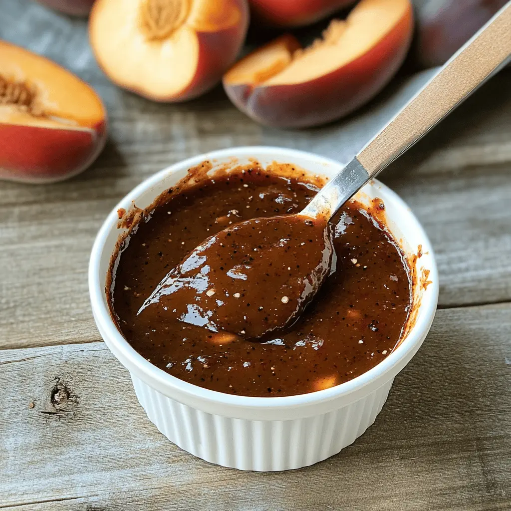 Transform your grilling game with this delicious Maple Peach Barbecue Sauce! Bursting with sweet and tangy flavors, it features juicy peaches paired with rich maple syrup for a unique twist. Perfect for slathering on chicken, ribs, or veggies, this sauce will impress your guests at your next cookout. Save this recipe for summer barbecues or family gatherings!