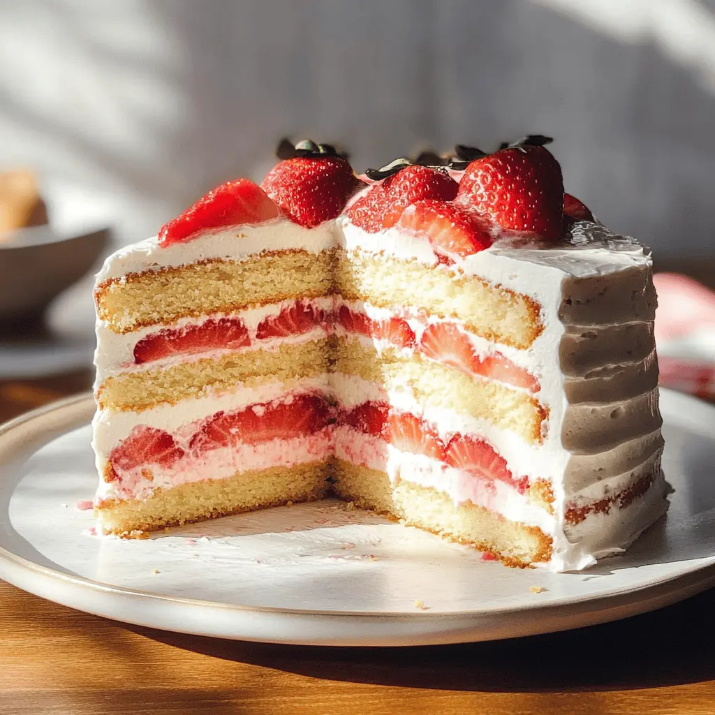 Looking for a delightful dessert that brings joy to any occasion? This Strawberry Shortcake Layer Sponge Cake features fluffy vanilla sponge layers filled with fresh strawberries and whipped cream. Perfect for birthdays, picnics, or just because! Save this recipe to impress your family and friends with an irresistible treat they'll love!