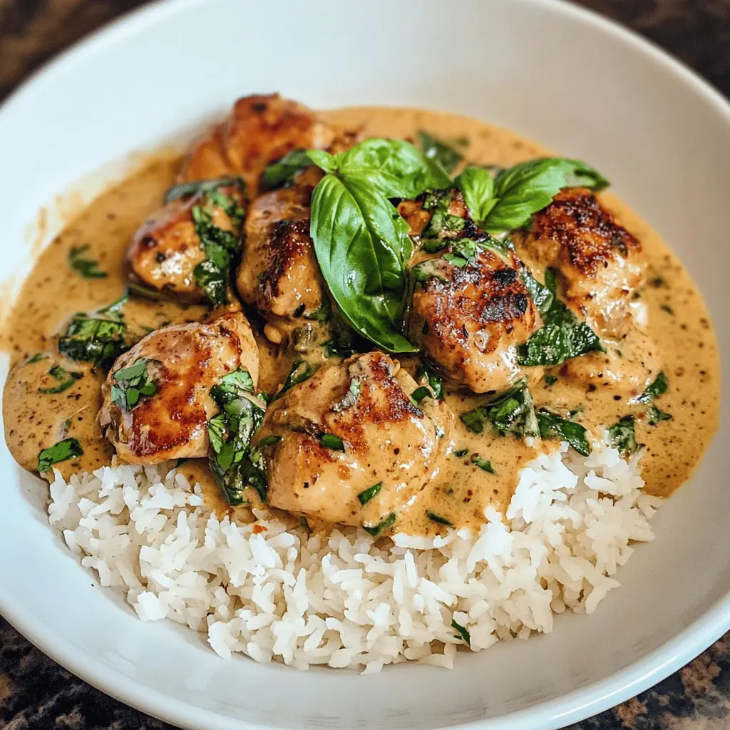Easy Basil Chicken with Creamy Coconut Curry Sauce