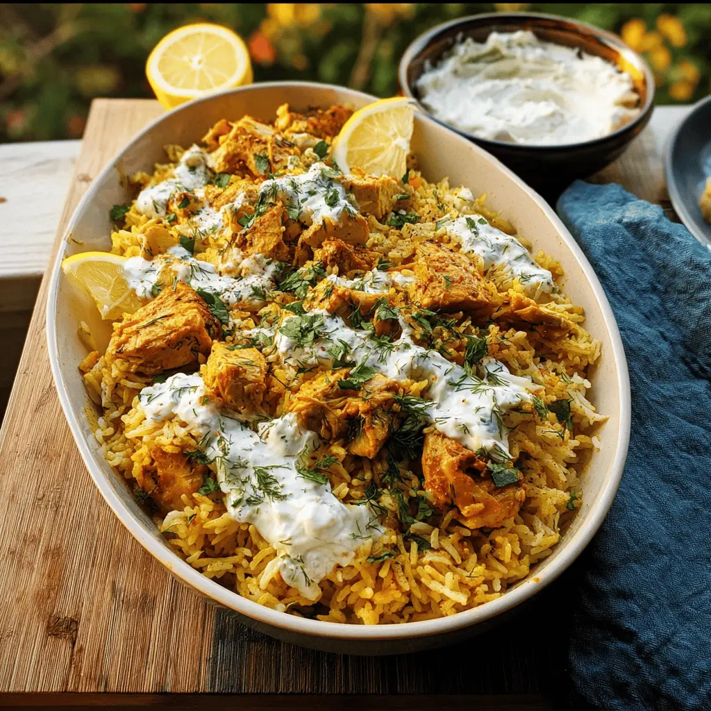 Easy Dump-and-Bake Chicken with Tzatziki Rice