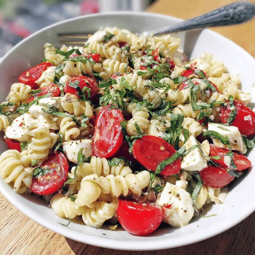 Creamy Caprese Pasta Salad Recipe - Easy & Fresh