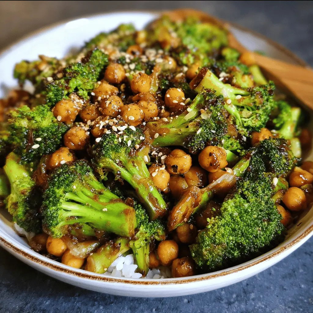 Quick Garlic Broccoli Chickpea Stir Fry