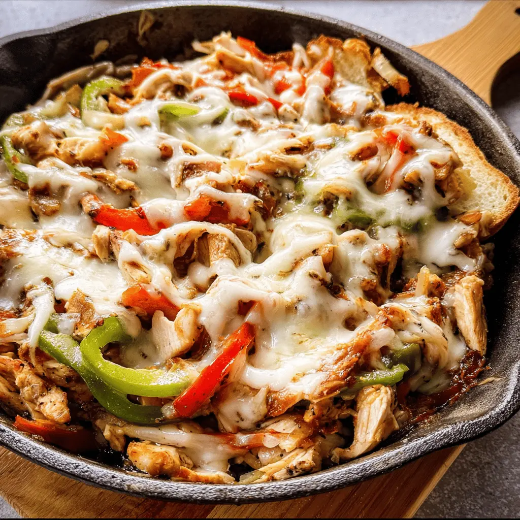 Easy Cheesy Chicken Cheesesteak Skillet