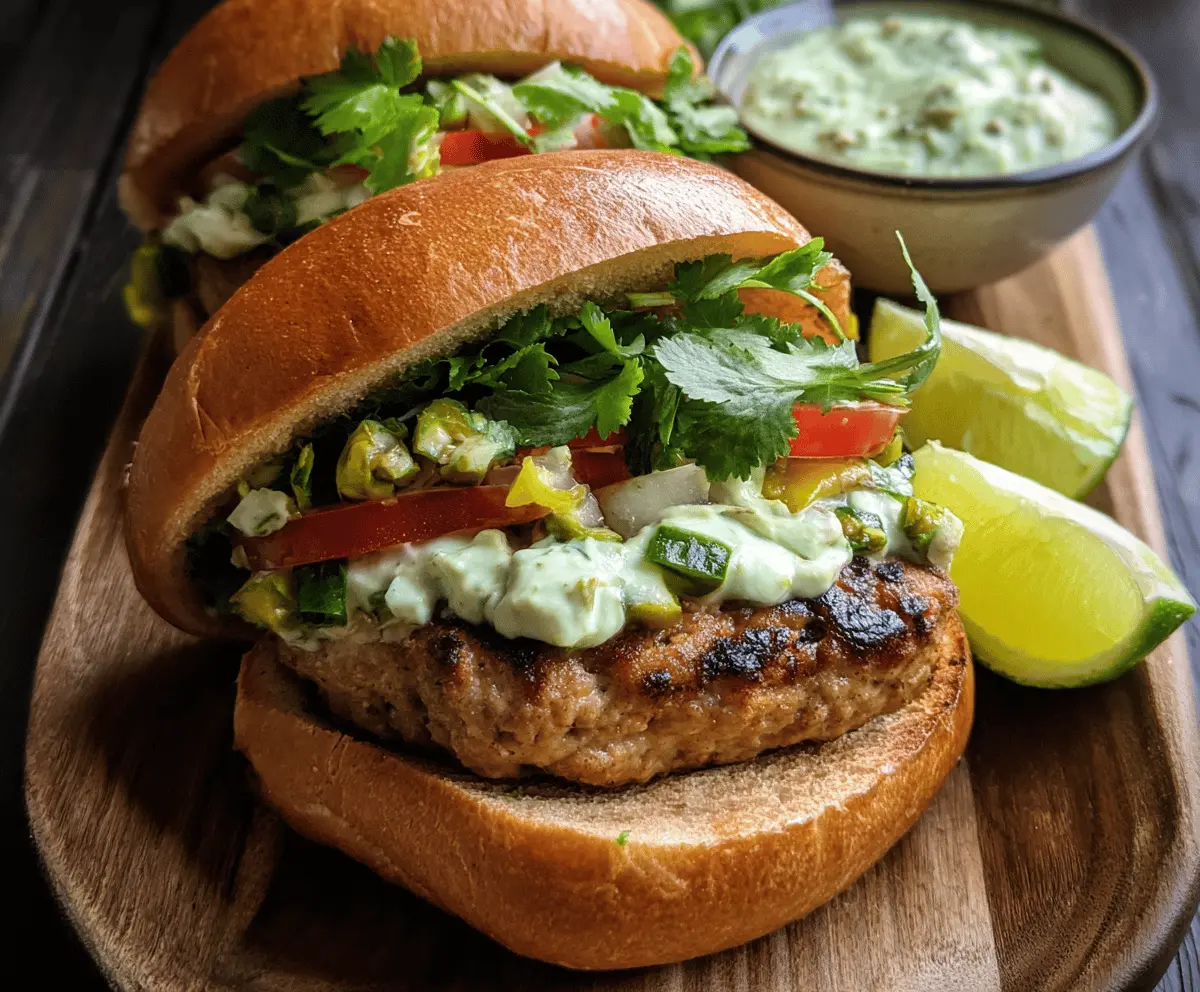 Easy Honey Jalapeño Turkey Burgers with Creamy Avocado Sauce