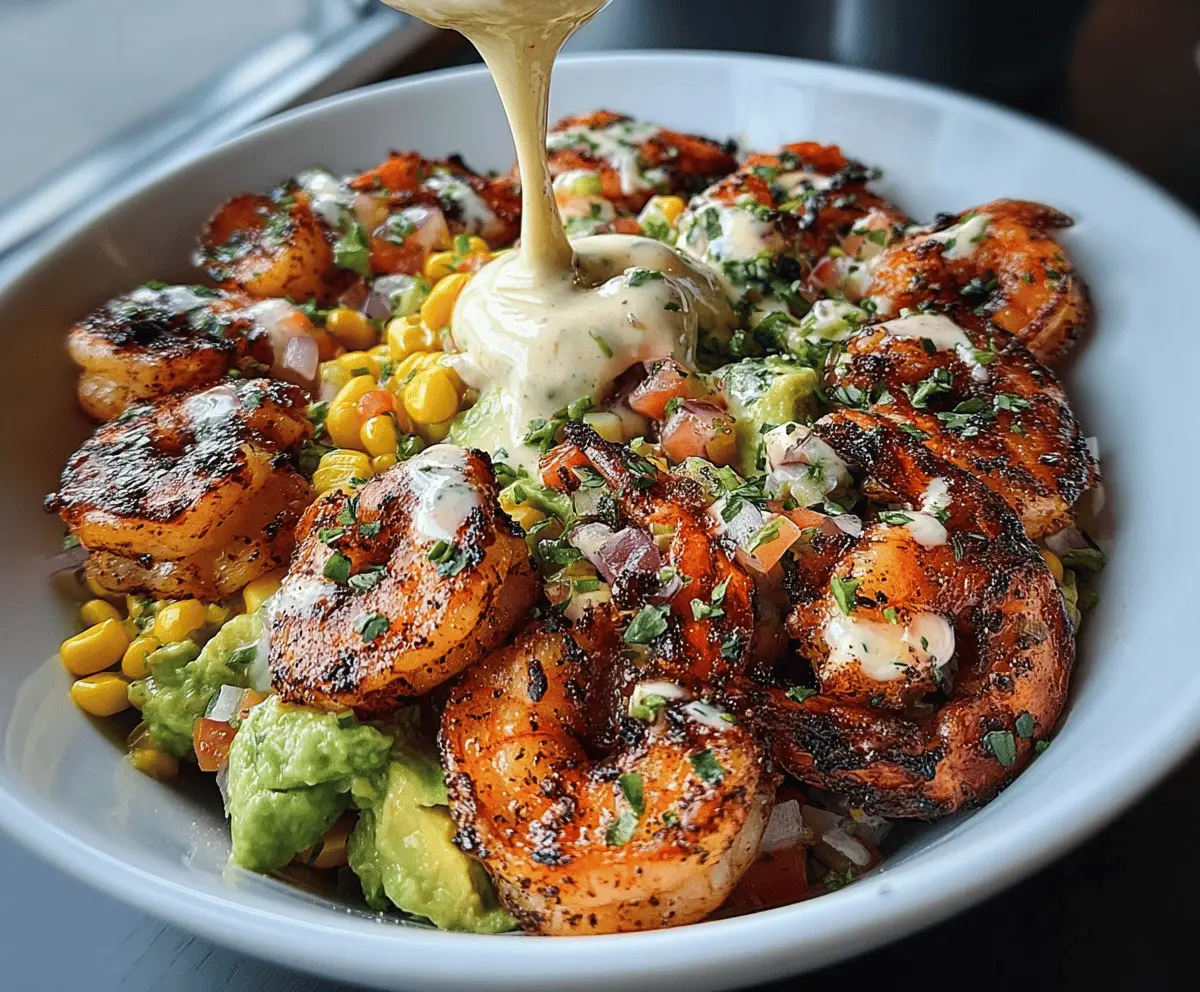 Healthy Grilled Shrimp Bowl with Avocado and Corn Salsa