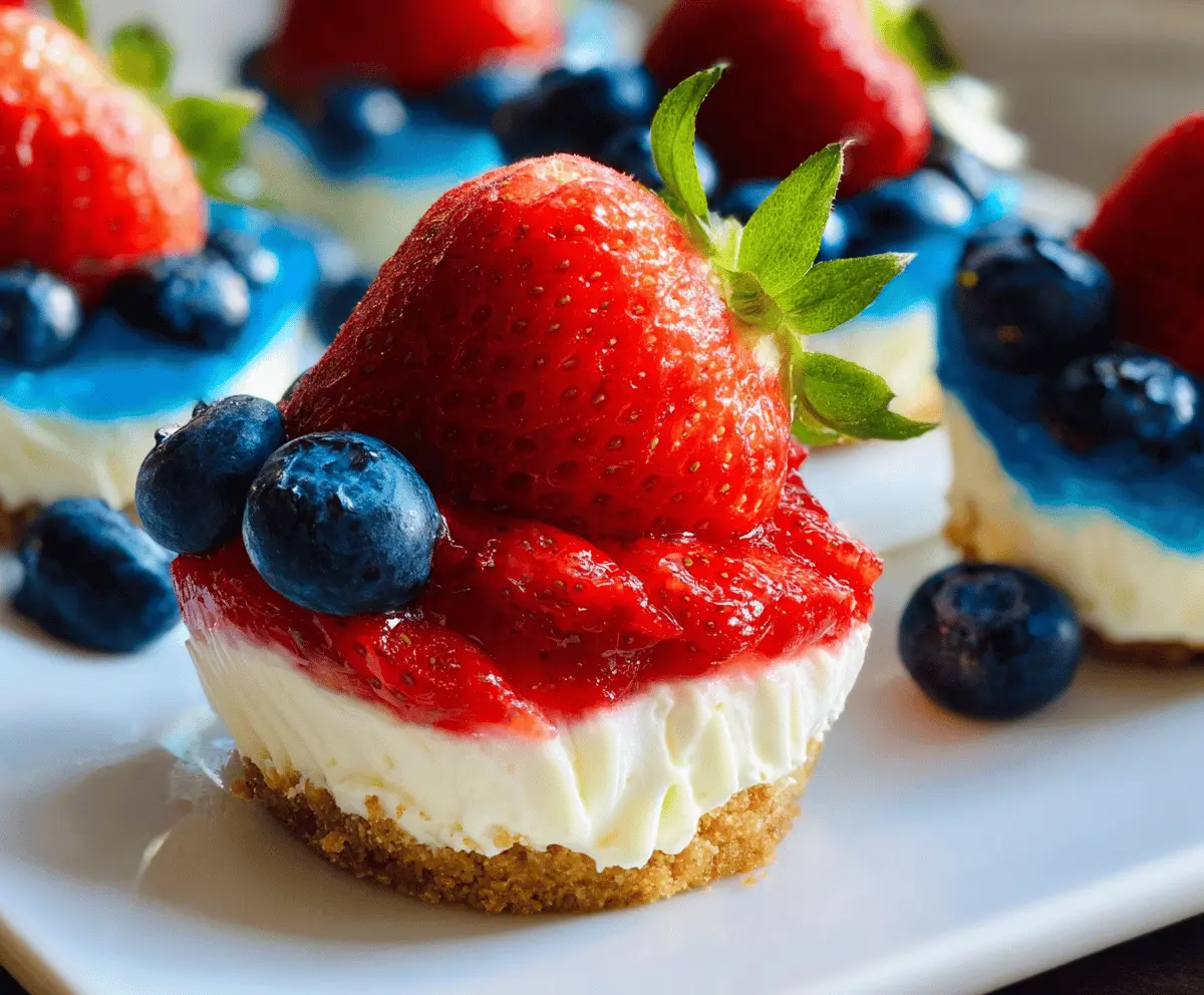Easy Red White and Blue Cheesecake Strawberries