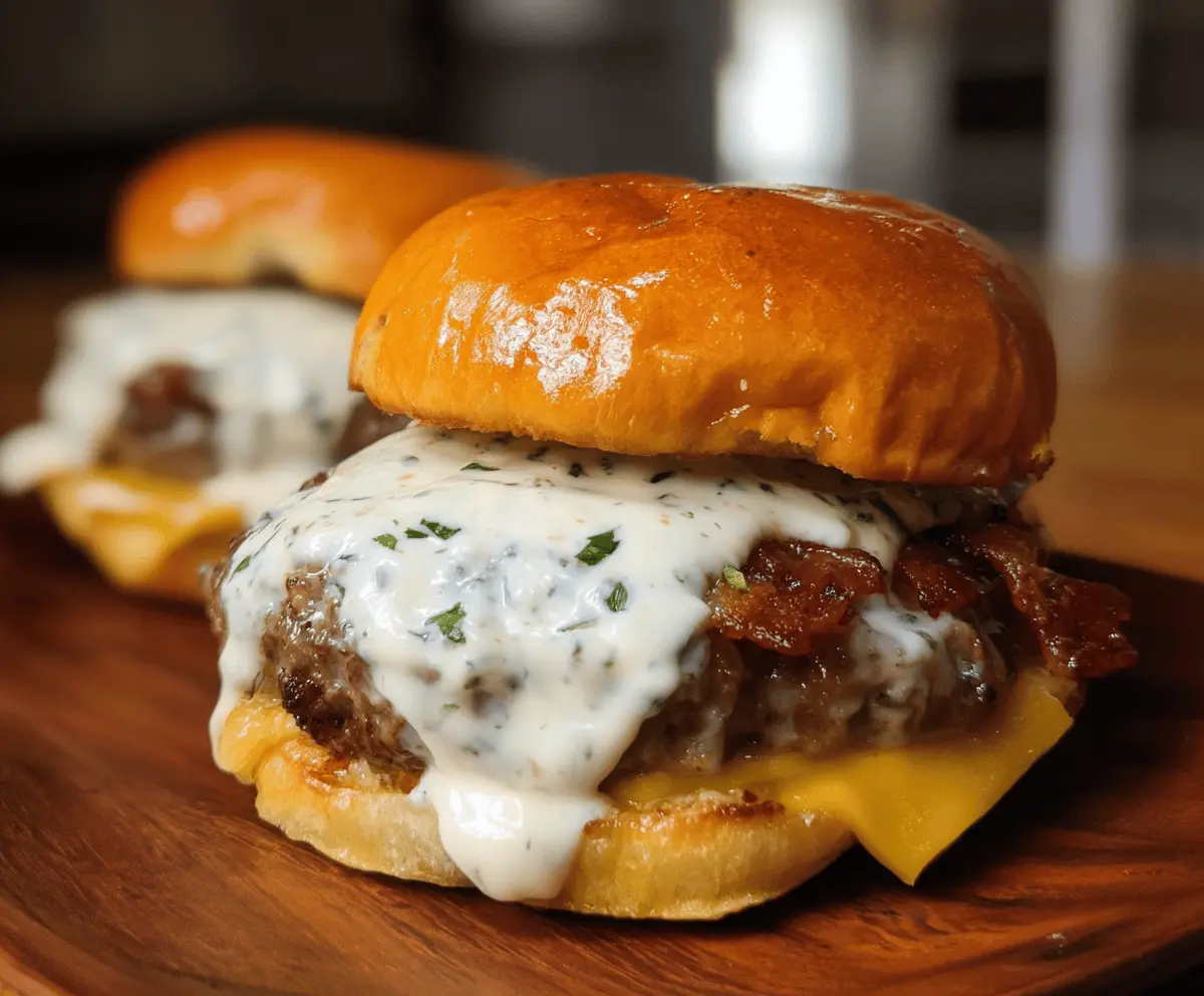 Garlic Overboard Burgers with Creamy Sauce