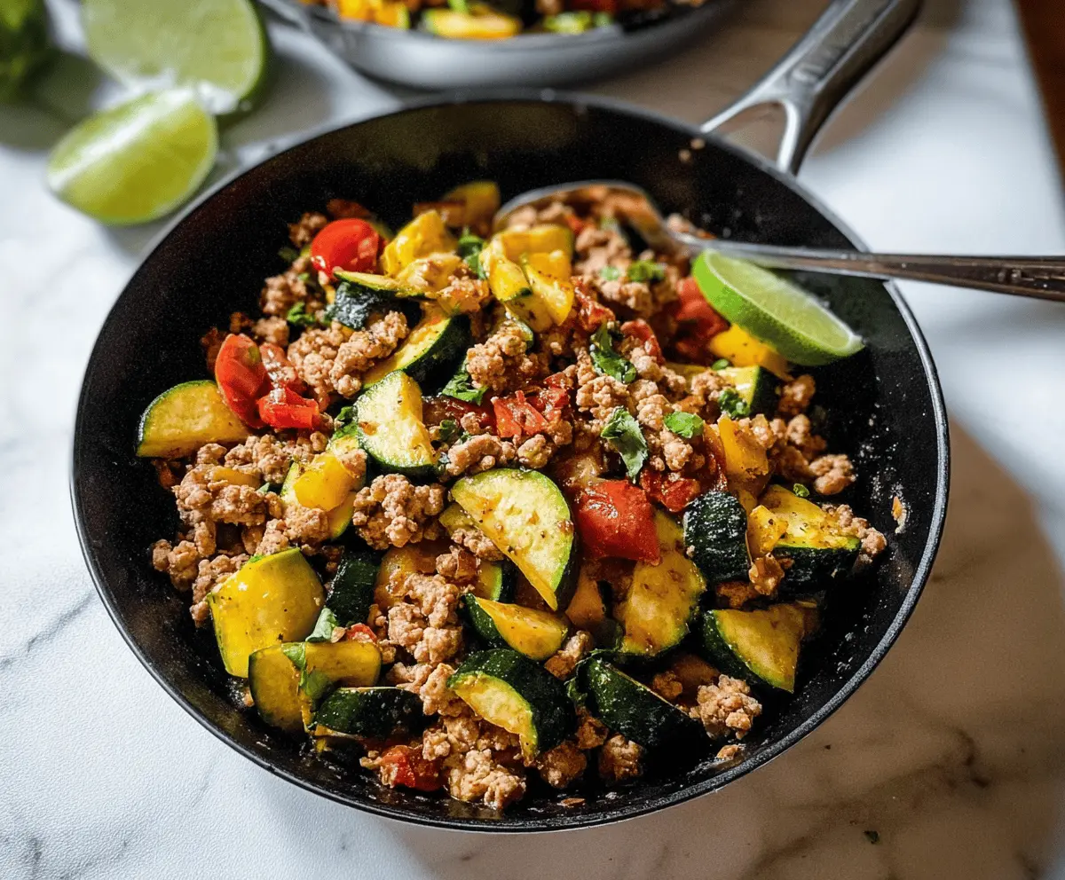 Quick Healthy Ground Turkey and Zucchini Skillet