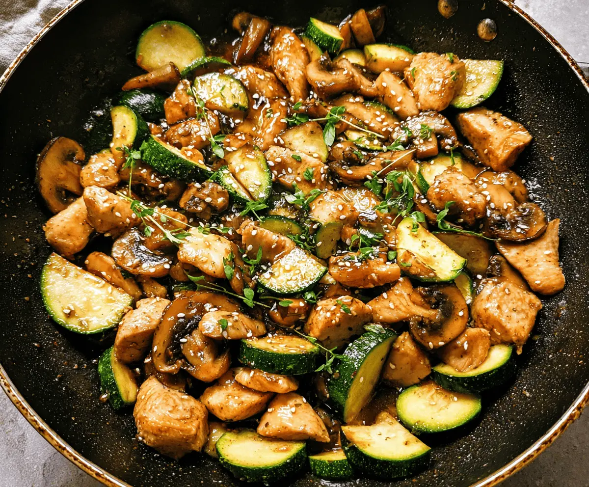 Healthy Zucchini Mushroom Chicken Stir Fry Recipe
