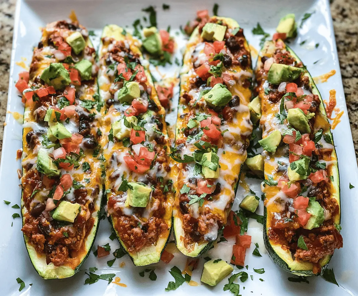 Healthy Taco Stuffed Zucchini Boats Recipe