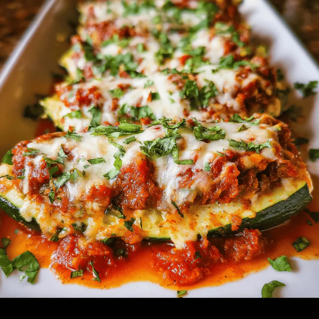 Easy Cheesy Lasagna-Stuffed Zucchini Boats