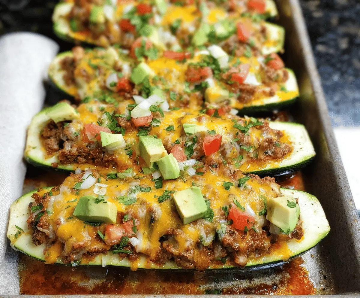 Healthy Ground Turkey Taco Stuffed Zucchini Boats