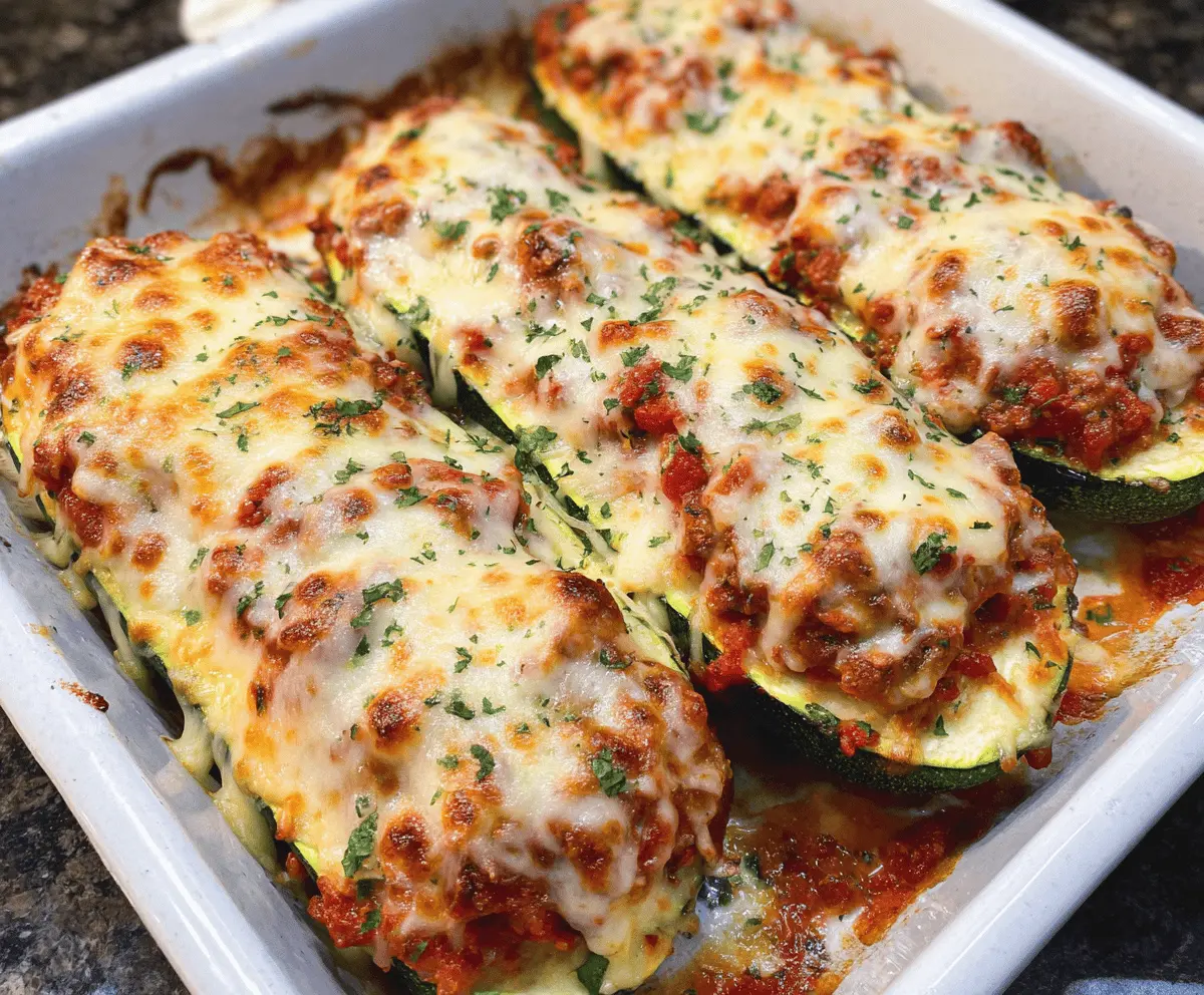 Easy Keto Zucchini Lasagna Boats Recipe