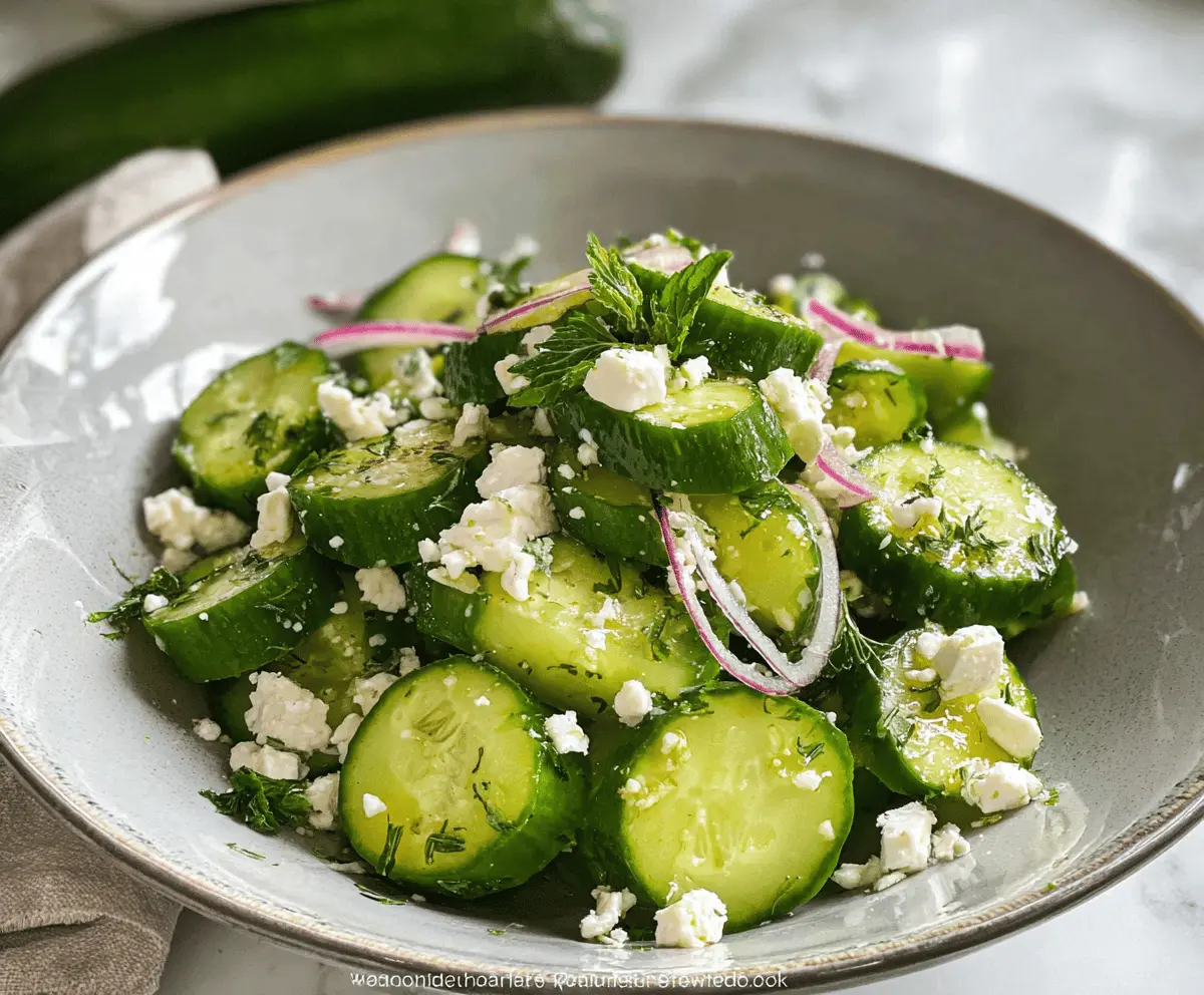 Fresh Cucumber Feta Salad with Lemon Dressing