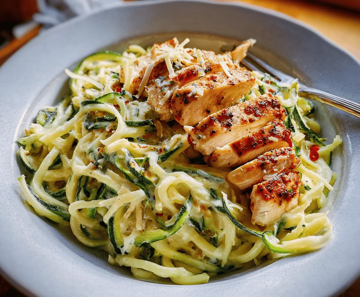 Creamy Zucchini Noodle Chicken Alfredo Recipe