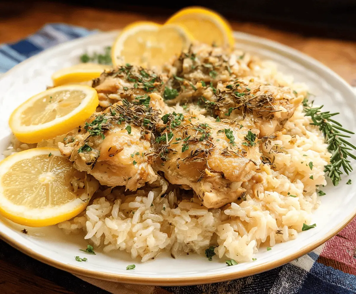 Easy Slow Cooker Lemon Herb Chicken and Rice
