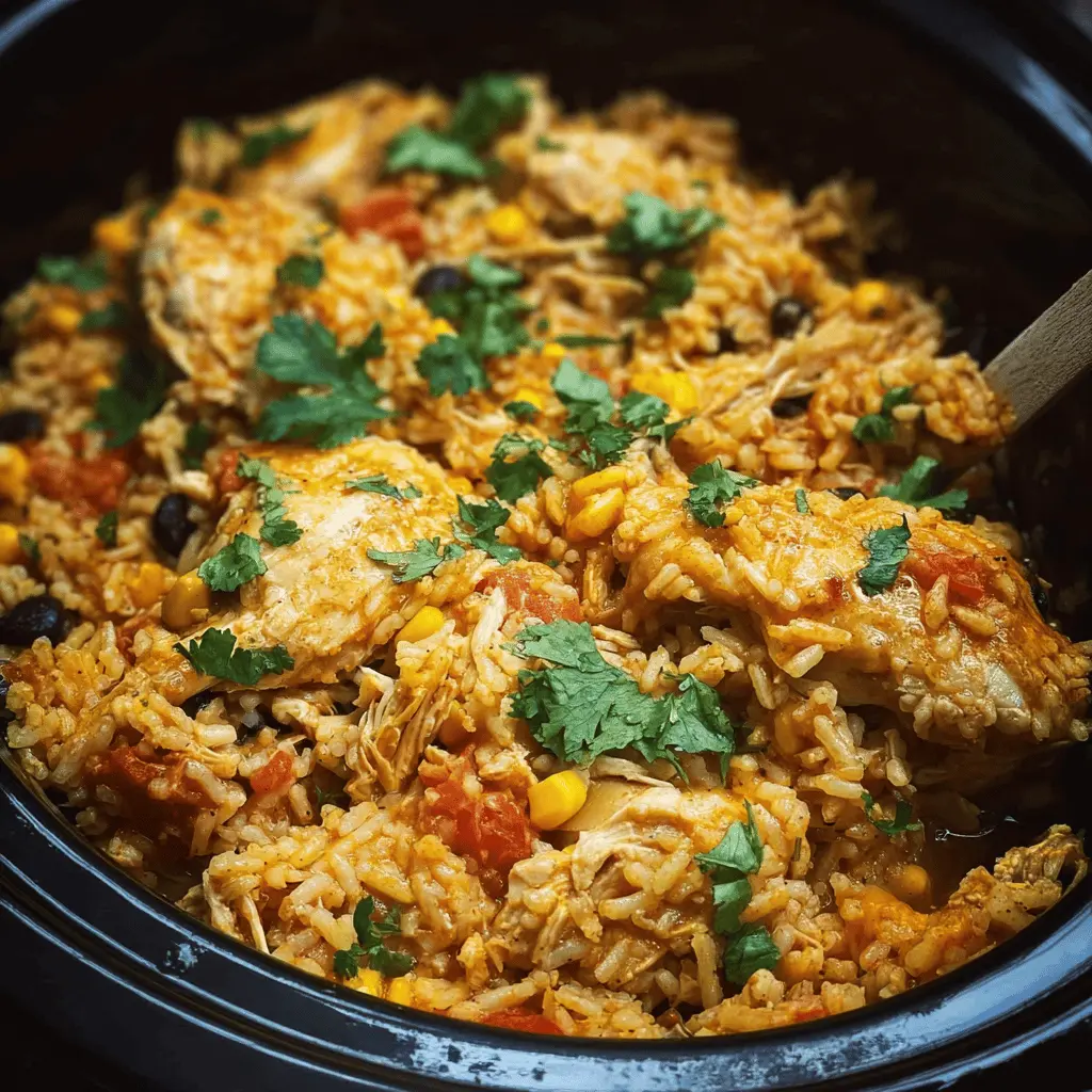Easy Southwest Crock Pot Chicken and Rice Recipe