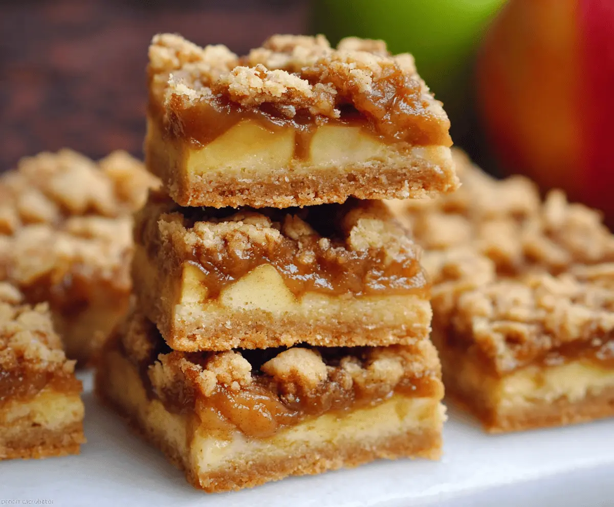 Delicious Apple Crisp Shortbread Bars with caramelized apple topping and buttery shortbread crust on a serving platter