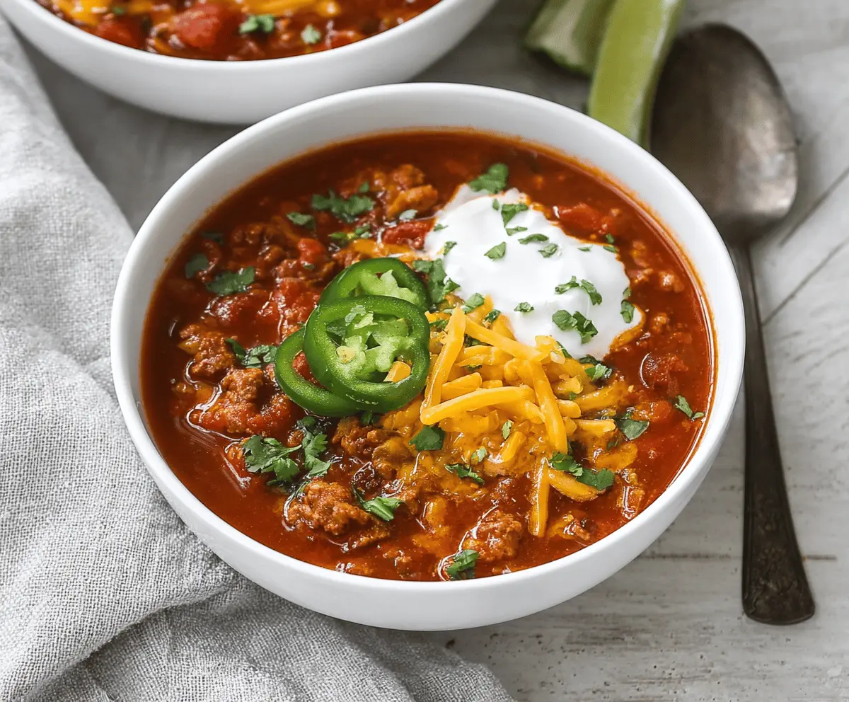Delicious gluten-free chili with beans, vegetables, and spices served in a bowl, perfect for a hearty and healthy meal