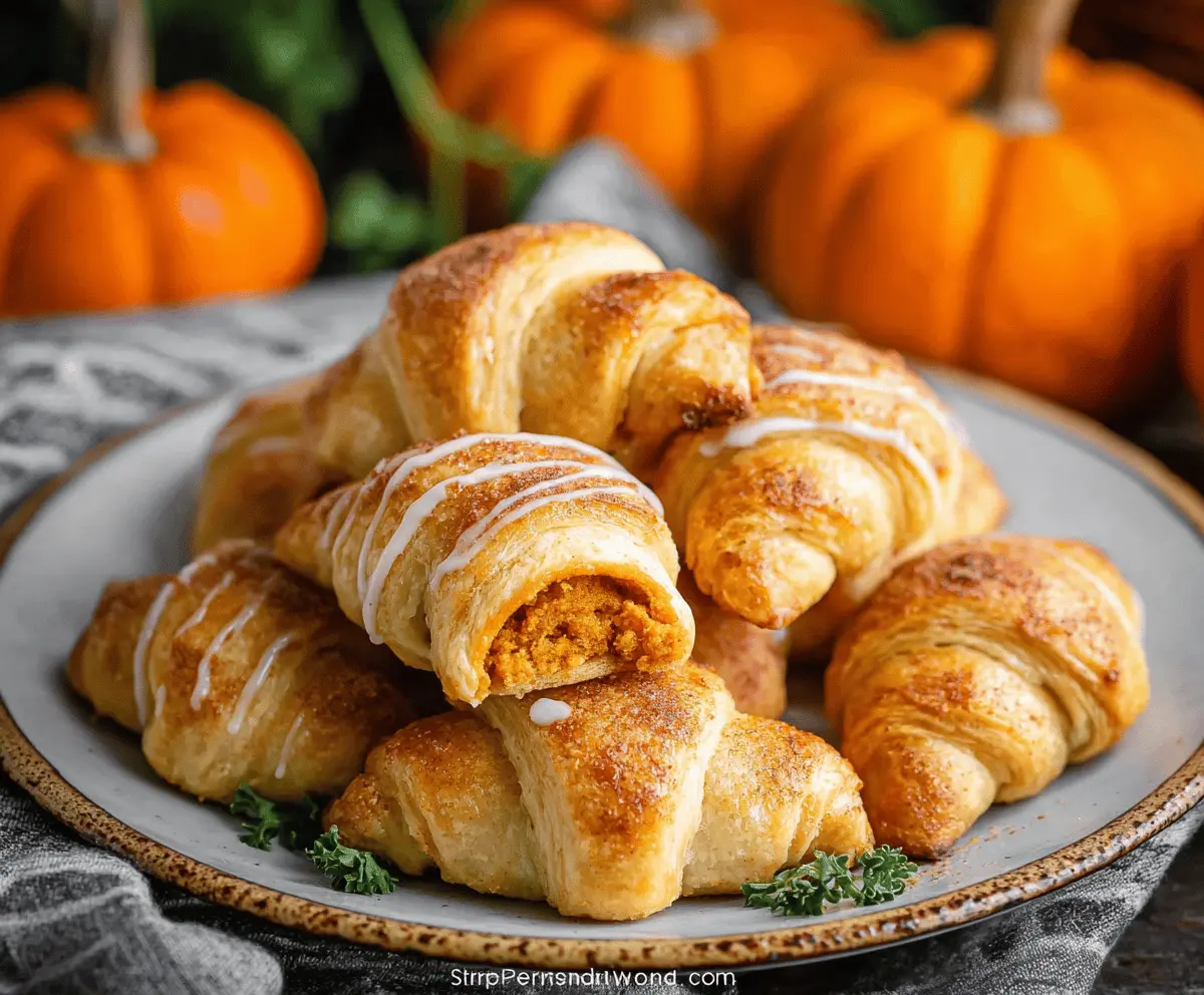 Delicious pumpkin crescent bites topped with cinnamon and sugar, perfect for fall snacks or holidays.