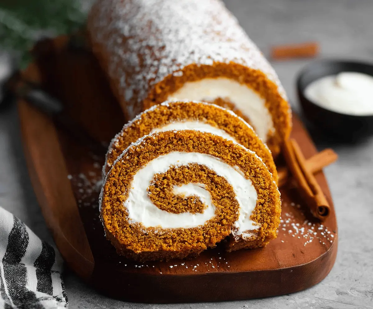 Delicious pumpkin Swiss roll cake with creamy filling, perfect for fall desserts and holiday celebrations.