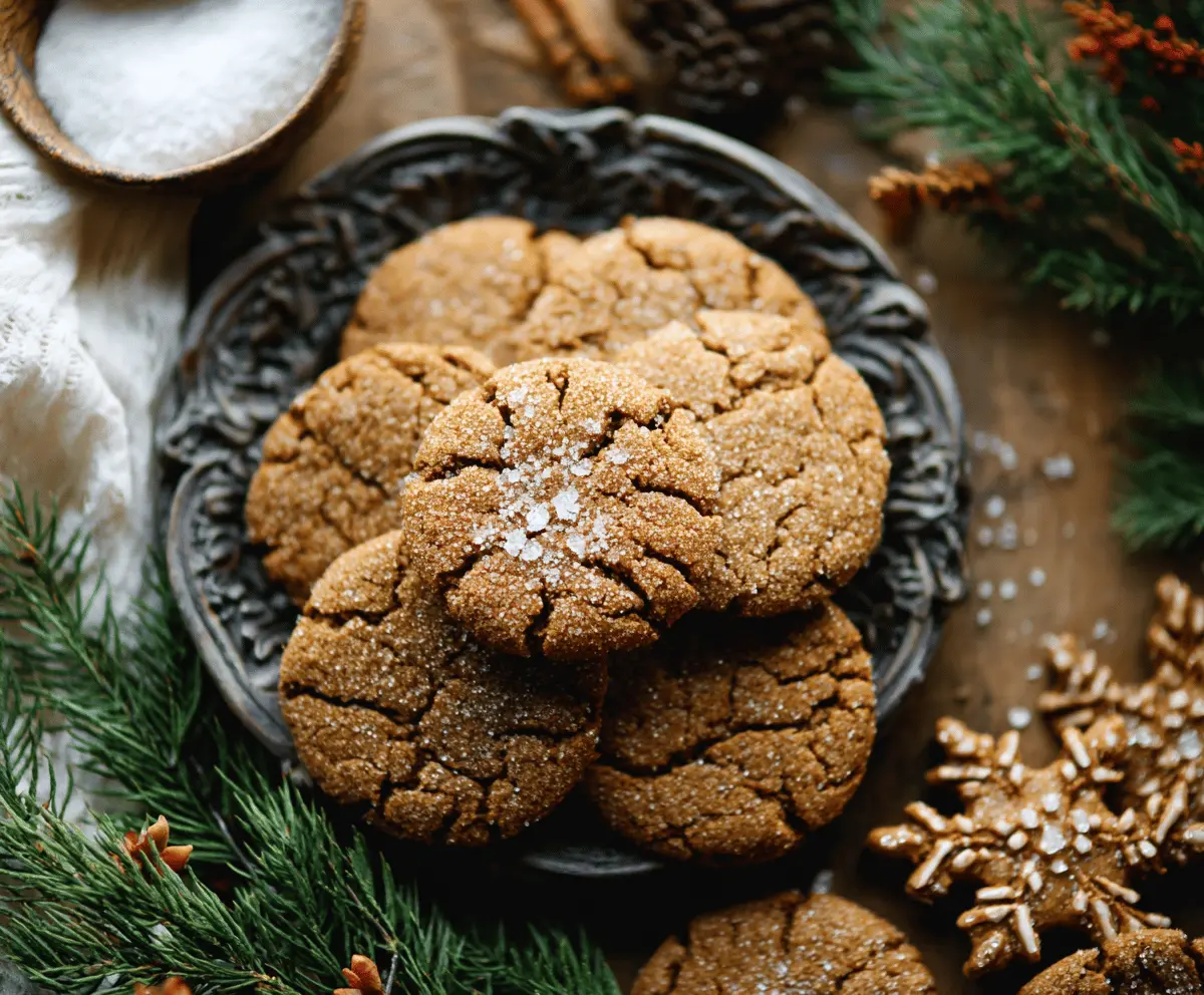 Delicious homemade brown butter gingerbread cookies arranged on a baking tray, perfect for holiday treats.