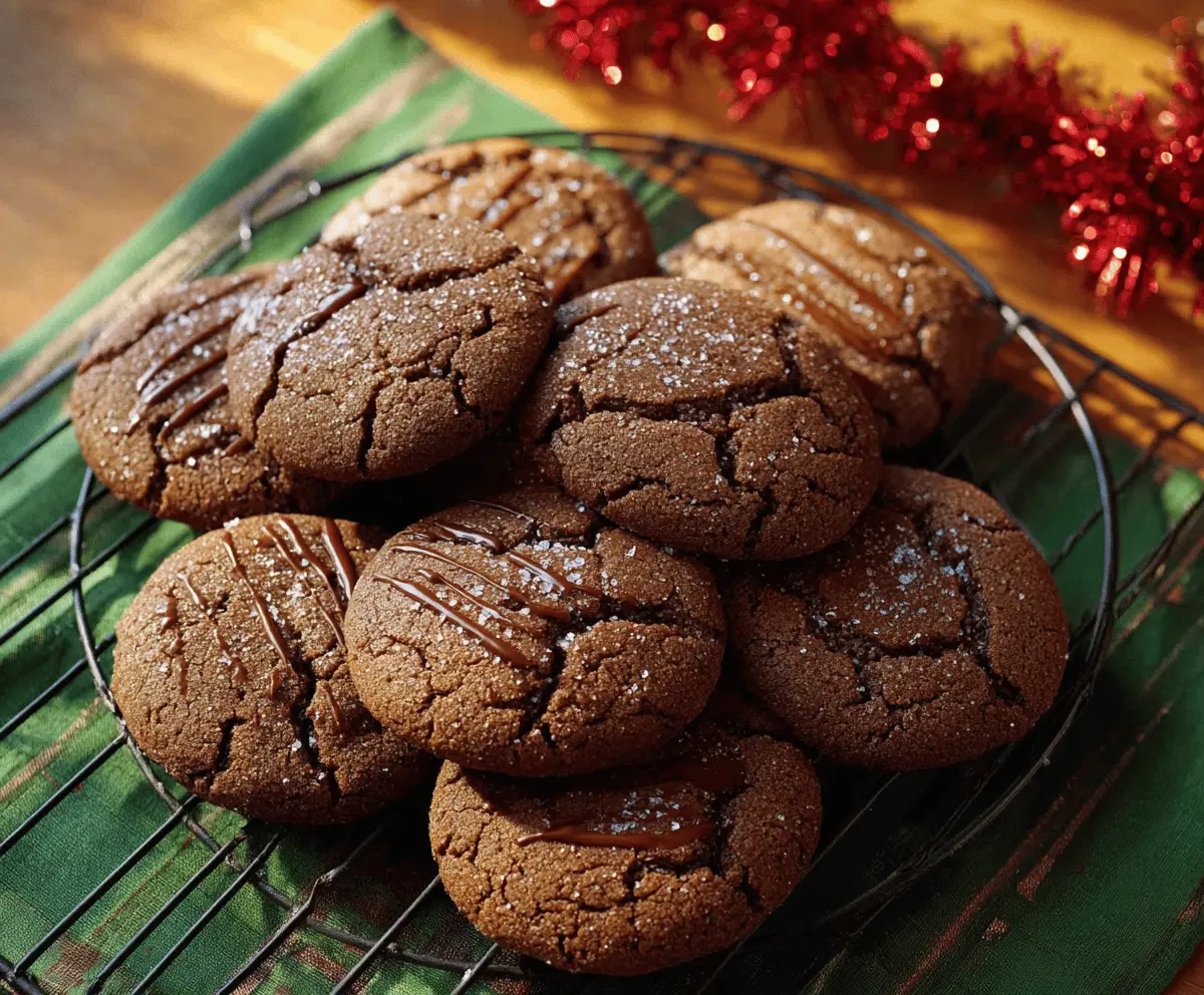 Delicious chocolate gingerbread cookies on a festive plate, perfect for holiday baking.