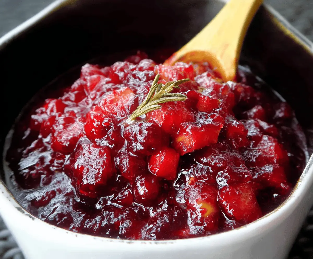 Delicious homemade cranberry pineapple sauce in a bowl, perfect for holiday desserts and meals.