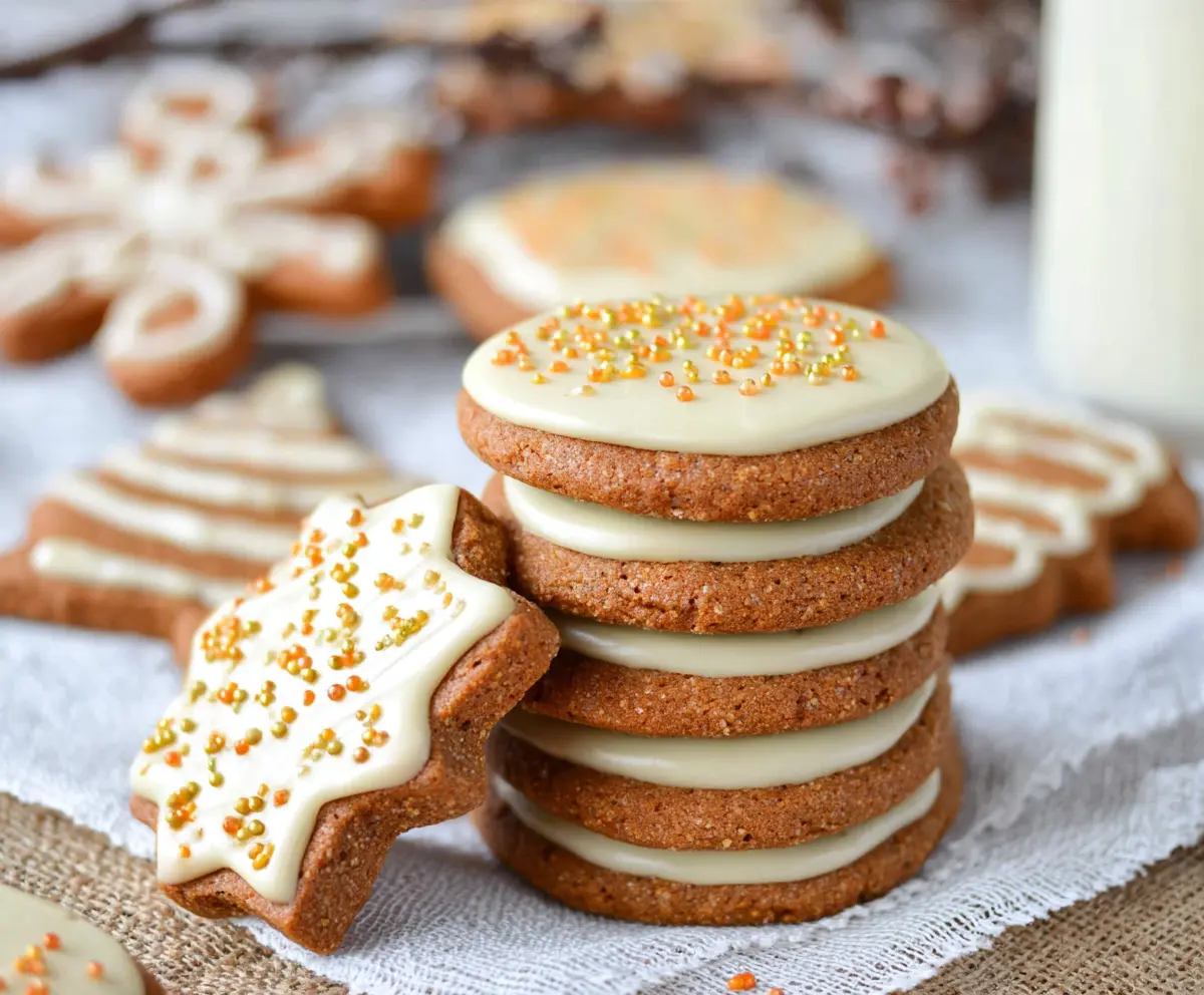 Delicious Eggnog Iced Gingerbread Cookies with festive holiday glaze