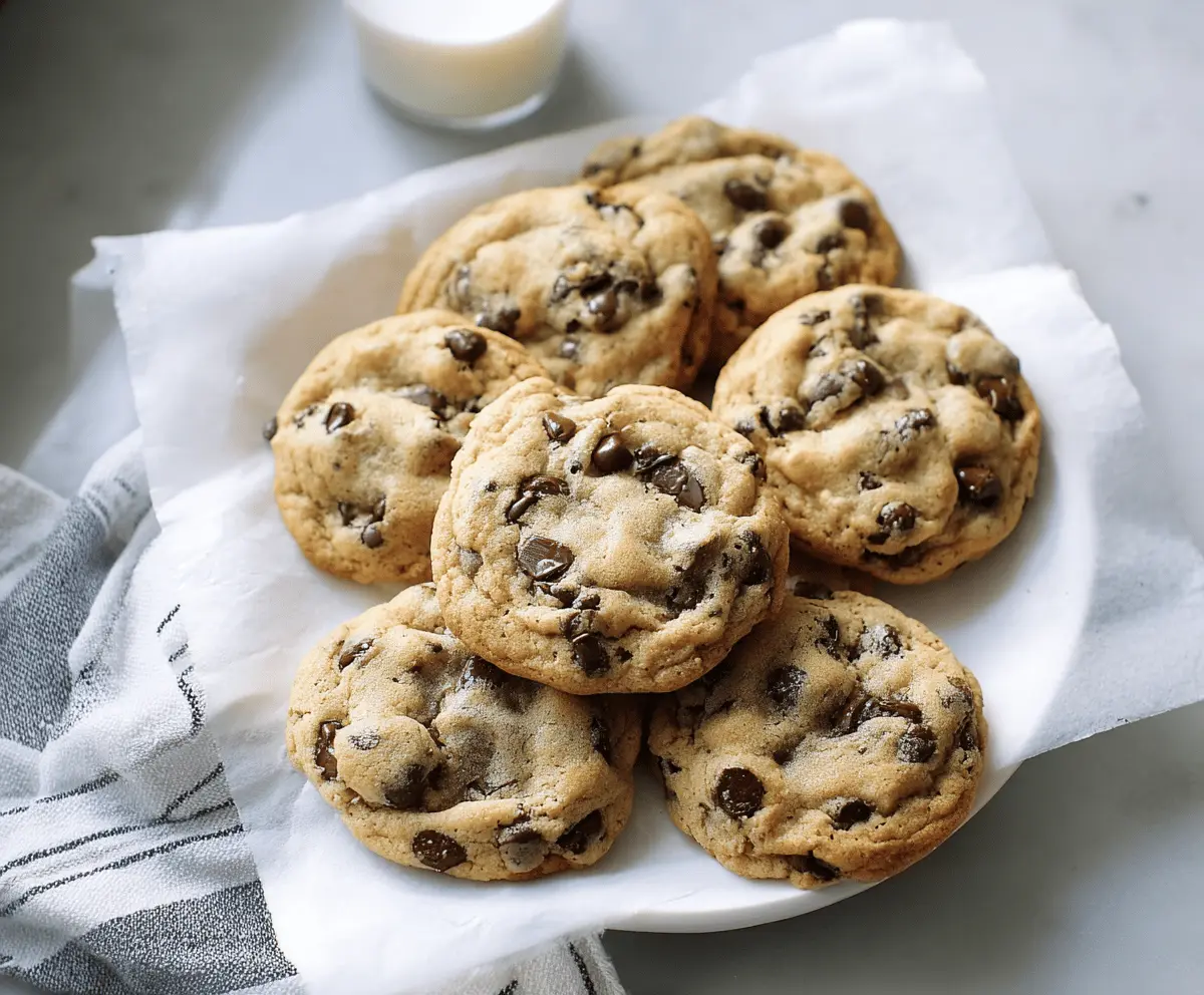 Joanna Gaines Chocolate Chip Cookies fresh out of the oven with golden edges and melted chocolate chips.