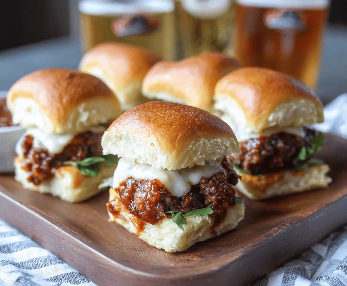 Delicious meatloaf sliders with melted cheese and fresh toppings on a serving platter.