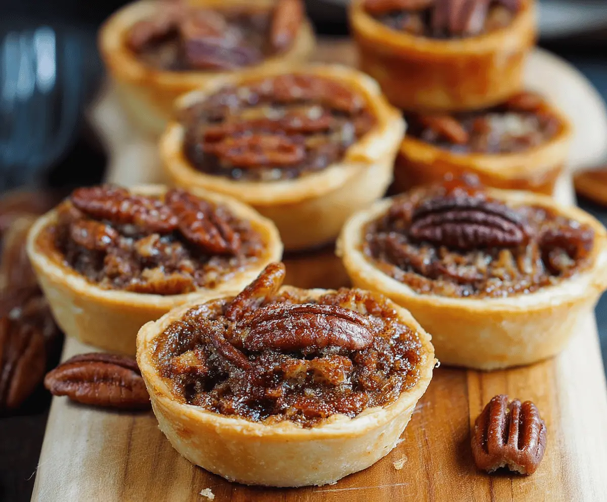 Delicious pecan butter tarts with golden crust and caramelized pecans on top.