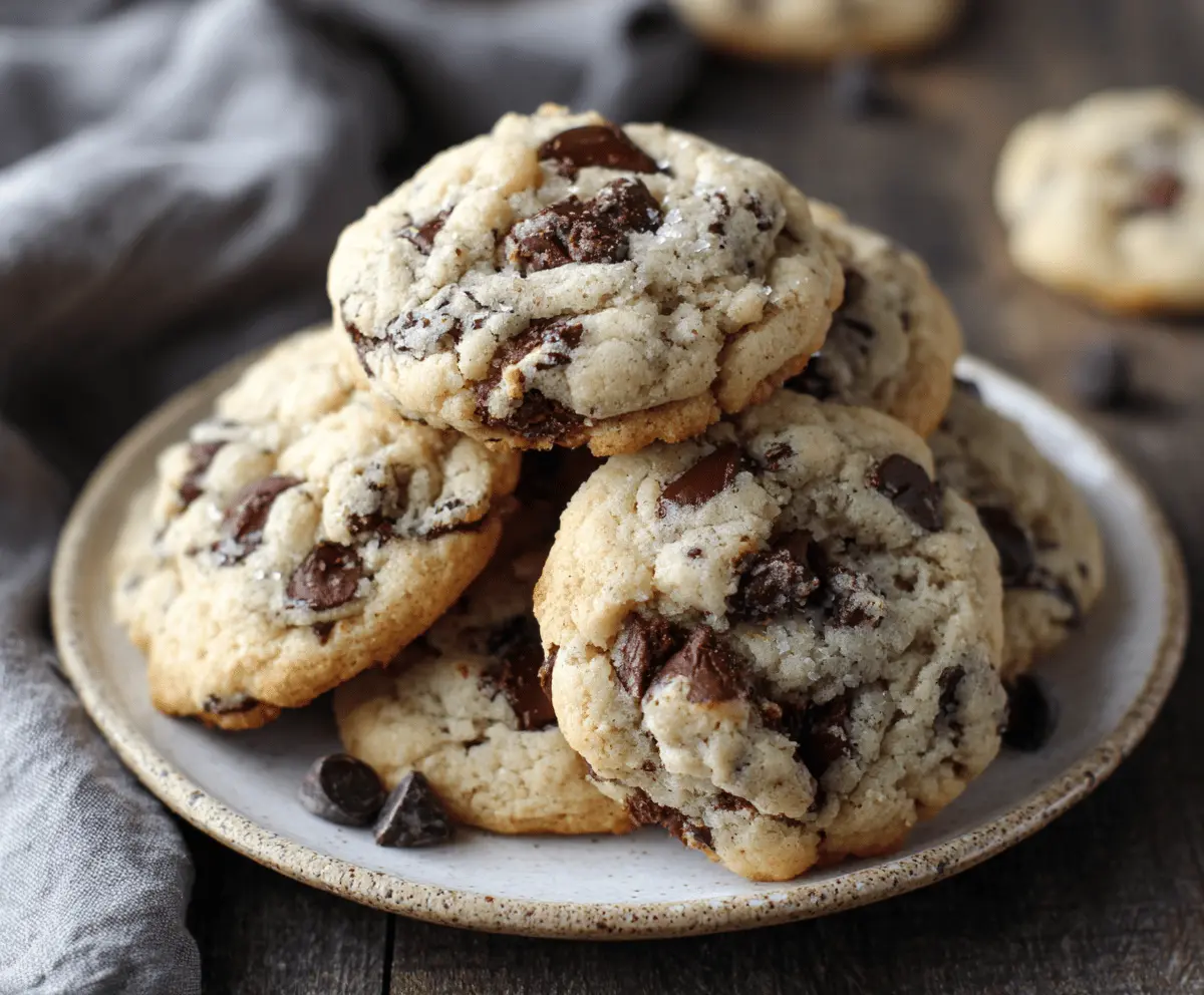 Delicious soft-batch cream cheese chocolate chip cookies fresh out of the oven.