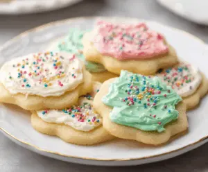 Delicious homemade sour cream sugar cookies on a baking tray, perfect for a sweet treat.