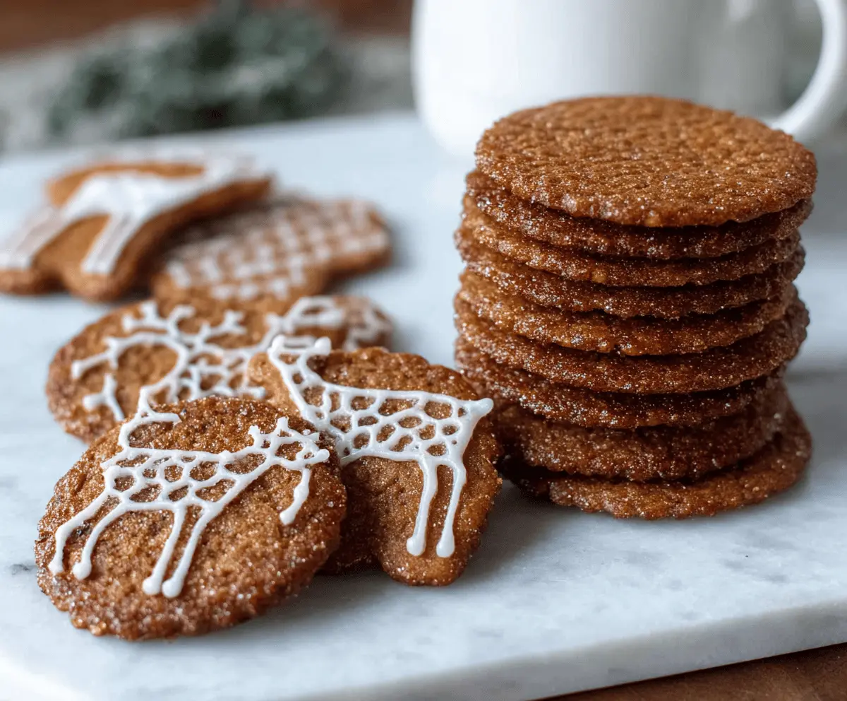Delicious Swedish gingerbread cookies freshly baked and decorated with traditional festive icing.