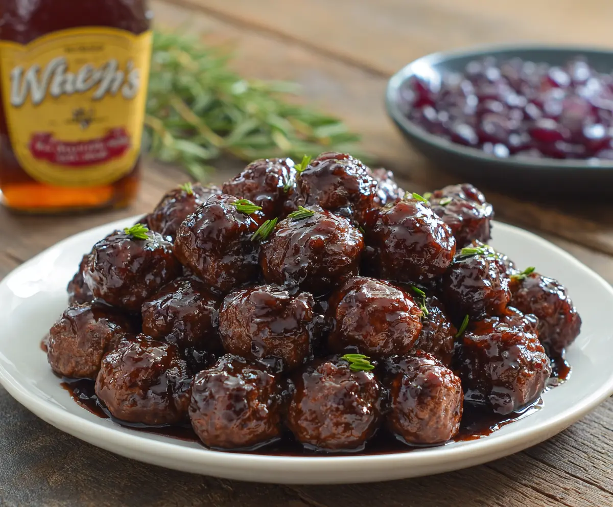Delicious BBQ Grape Jelly Meatballs served on a platter for a savory appetizer or main dish.