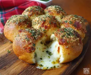 Delicious Italian Breakfast Bombs with melted cheese and savory ham in a golden crust.