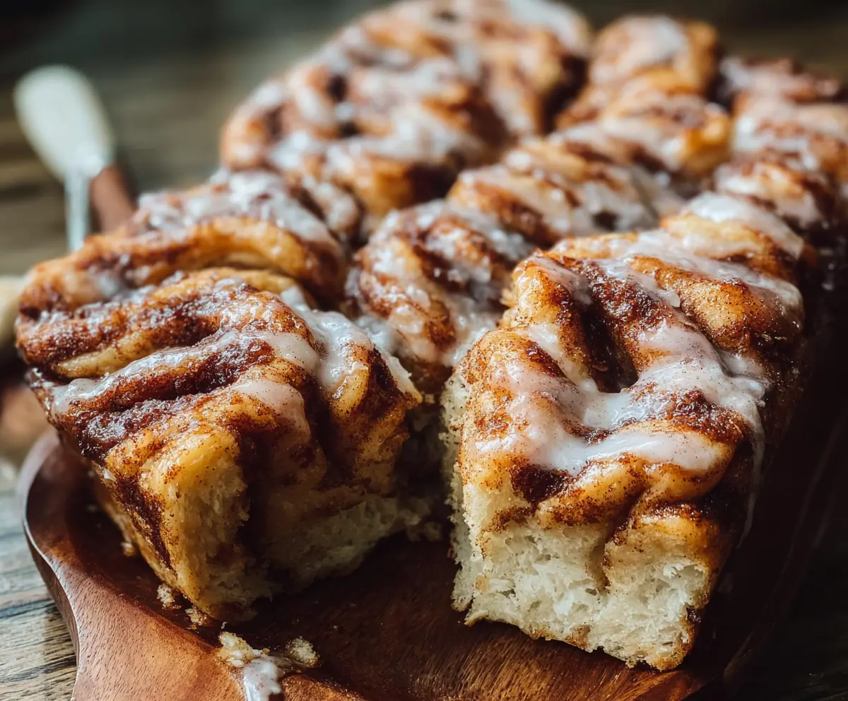 Delicious cinnamon roll sourdough focaccia topped with swirls of cinnamon and sugar.