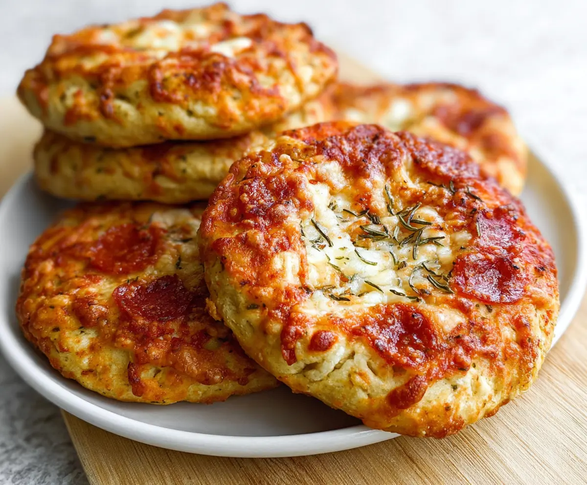 Delicious homemade Cottage Cheese Pizza Buns on a plate, perfect for snacks or parties