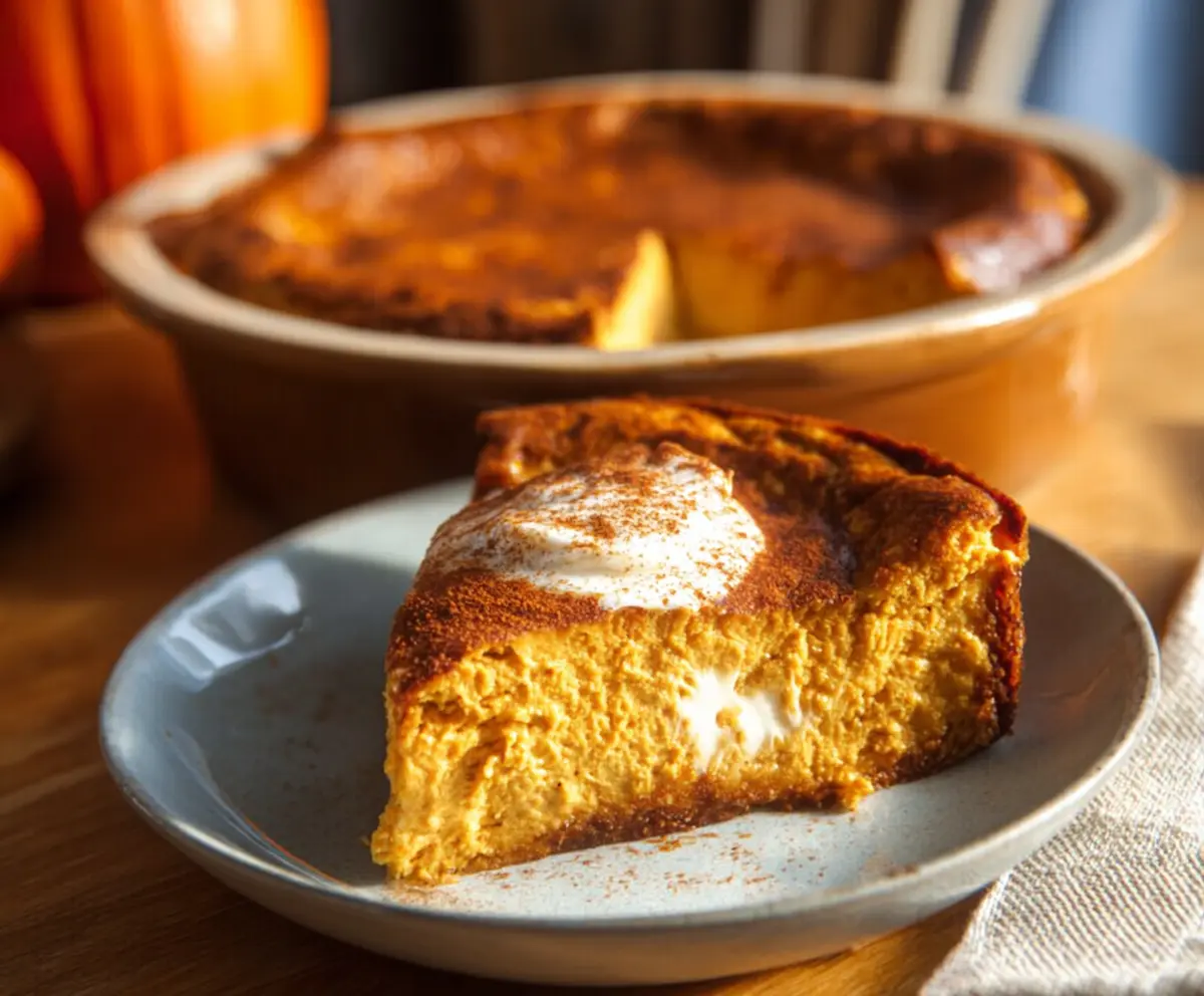 Delicious cottage cheese pumpkin bake with a golden crust and savory filling